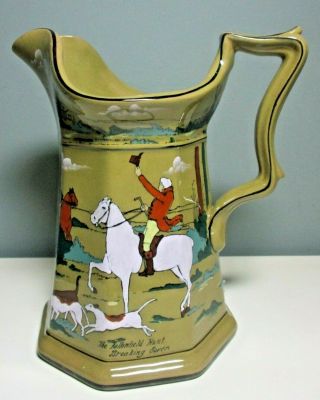 Antique 1909 Buffalo Pottery " Deldare Ware " Hand Painted Pitcher Signed