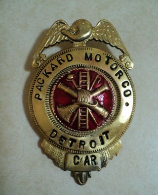 Packard Vintage Wallet Badge Detroit Motor Car Co Fire Chief Weyhing Stamp