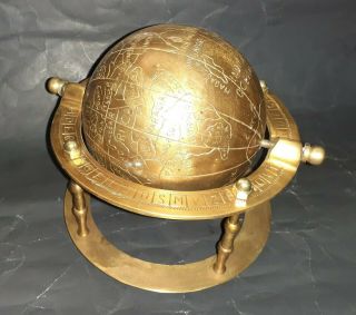 Brass Antique World Globe Planet Earth Paperweight Desk Base