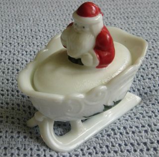 Vintage Santa Claus And Sleigh Candy Nut Trinket Dish Ceramic