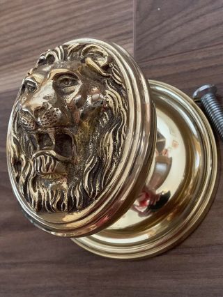 Croft Lion Head Large Edwardian Solid Brass Front Door Knob Polished