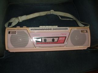 Vintage Panasonic Fm14 Pink Boombox Ac/dc Am/fm Cassette Radio With Strap