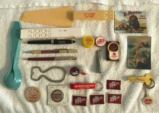 22 Vintage Dr Pepper Items - 1940s Bottle Cap,  Key Chains,  Pens,  Magnets - 3