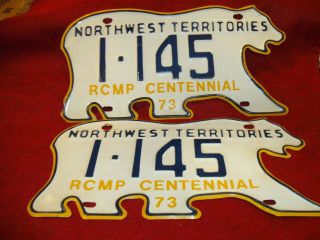 Matched 1973 Northwest Territories Rcmp Centennial Bear License Plates