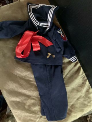 Old Old Vintage Doll Sailor Suit With Pins.  Suitable For 22” To 26” Body