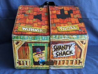 Vintage Ideal Wishnik Troll House Shanty Shack Carry Case.  Comes With 6 Trolls
