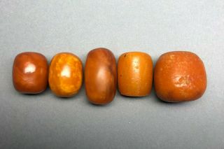 Antique Baltic Amber Beads Butterscotch 100 Natural 17.  8gr.