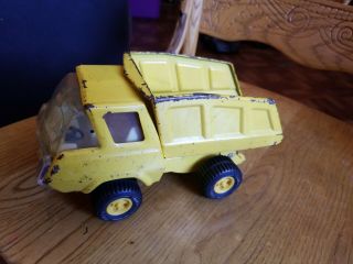 Vintage 9 " Tonka Dump Truck Yellow Pressed Metal 1970 