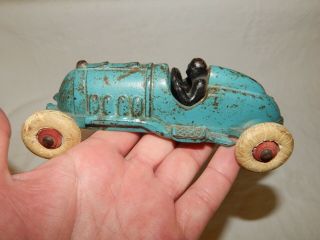 Antique Cast Iron Hubley Race Car 8 With Driver - 1878 B Robin Blue Color