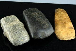 3 Very Rare Chinese Neolithic Pre Historic Stone Age Hand Adze Axe Chisels