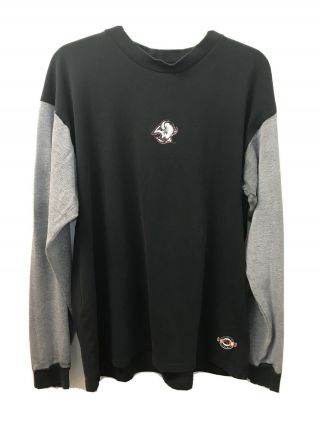 Nike Mens Buffalo Sabres Hockey T - Shirt Long Sleeve L Vintage Black Gray Nhl