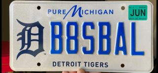 Detroit Tigers Baseball Michigan License Plate -