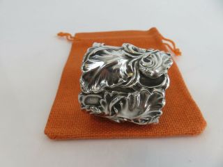 Unger Bros Art Nouveau Sterling Silver Lily Repousse Napkin Ring " Charles " C1906