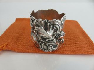 Unger Bros Art Nouveau Sterling Silver Lily Repousse Napkin Ring 