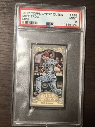 2012 Topps Gypsy Queen Mike Trout Rc 195 Batting Rookie Season Psa 9