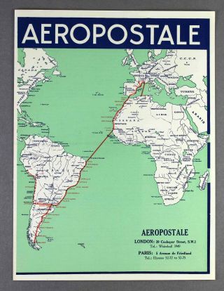 Compagnie Generale Aeropostale Summer 1933 Route Map Timetable Brochure Airmail