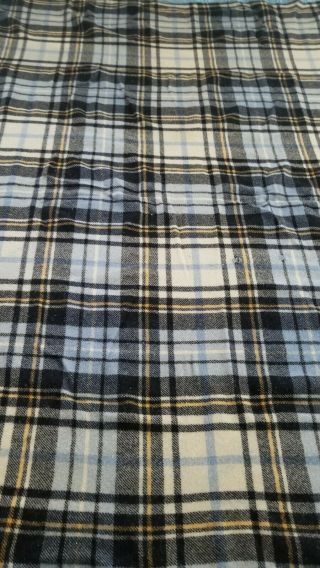 Vtg Camp Cabin Plaid Wool Blanket/throw Yellow Black Blue Plaid Great Blanket