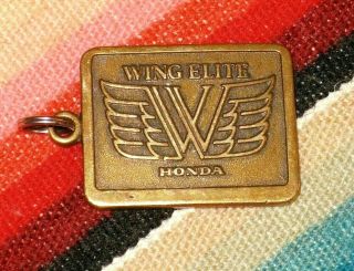 Vintage Honda Wing Elite Solid Brass Motorcycle Key Chain Tag Fob