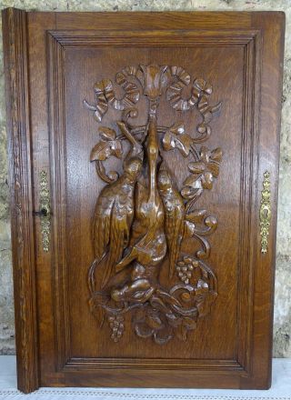 Antique French Oak Carved Wood Architectural Panel Door - Hunting Scene Hare