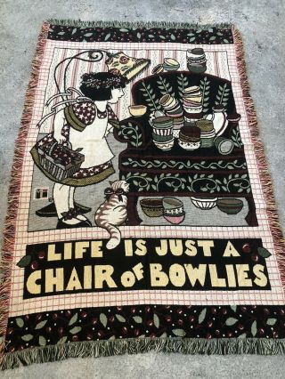 Vintage Mary Engelbreit Throw Blanket Life Is Just A Chair Of Bowlies