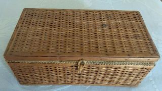 Vintage Cane Sewing Basket