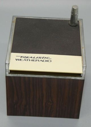 Realistic Cat No 12 - 165 Weather Radio - Vintage Radio Shack Wood Grain Cube 70s