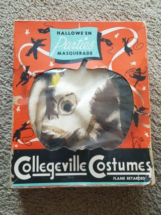 Vintage Childs Collegeville Pony 8/10 Halloween Costume And Mask