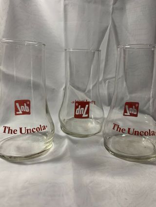 Set Of 3 Vintage 7 - Up The Uncola 6 " Upside Down Glass