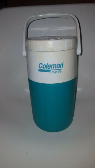 Vintage Coleman Polylite 1/2 Gallon Thermos Cooler Water Jug Spout Handle 5590