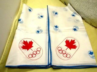 2 Montreal Canada 1976 Olympic Souvenir Scarf Vintage 78 Blue White Limited