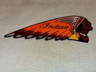 Vintage " Indian Motorcycle Company Die - Cut Chief " 12 " Metal Gasoline & Oil Sign