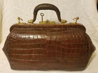 Antique ABM BESTHOFF AND SON York NY Aligator Skin Leather Doctors Bag WOW 2