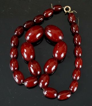 Antique Bakelite Cherry Amber Beads Necklace Early 20th C