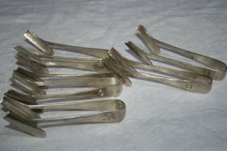 Vintage Walker & Hall Silver Plated Set Of (6) Individual Asparagus Tongs Heavy