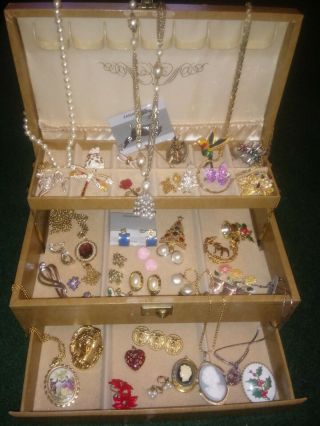 Vintage Mele Jewelry Box Filled With Costume Jewelry