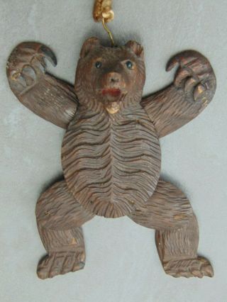 Rare Antique Victorian Black Forest Articulated Brown Bear Carved Wood Puppet