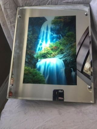 Vintage Light Up Waterfall Motion & Sound Mirror Framed Picture W/ Water Sounds