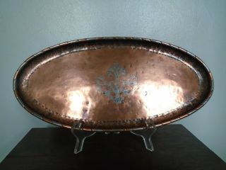 A Hugh Wallis Arts And Crafts Copper And Pewter Oval Tray.