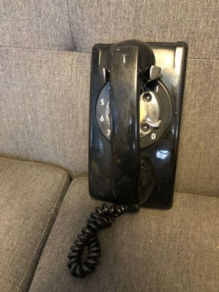 Vintage 1950s Western Electric Black Rotary Dial Wall Telephone