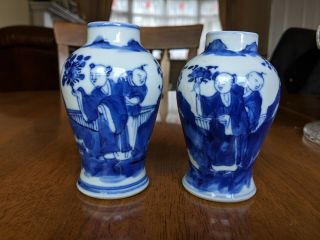 2 Antique Qing Chinese Porcelain Small Meiping Vases.