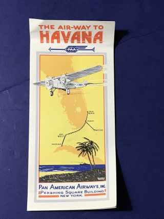Vtg Pan American Airways Schedule Route Map Miami Key West Havana Paa Pan Am