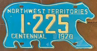 Northwest Territories 1970 Centennial Polar Bear License Plate 1 - 225