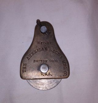 Vintage Small Industrial Metal Pulley The American Gage & Mfg Co 2 Inch Dia