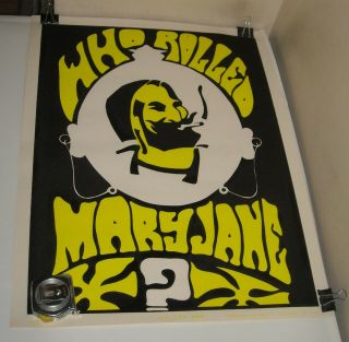 Rolled Who Rolled Mary Jane Black Light Marijuana Pin Up Art Poster 17 X 22