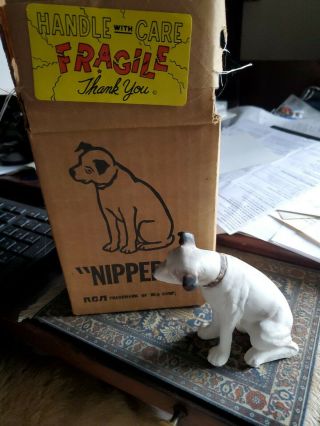 Vintage Rca Victor Nipper Dog Chalkware Advertising Figurine 4.  5 Inches High