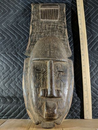 Very Large Old Mask Of Unknown Origin — Authentic Handcarved Wood African Art
