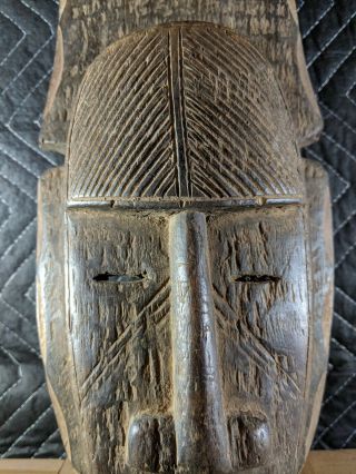 Very Large Old Mask of Unknown Origin — Authentic Handcarved Wood African Art 2