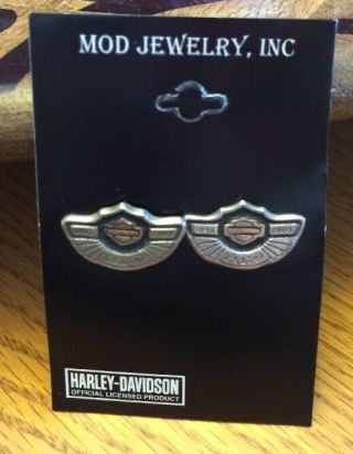 Rare Harley - Davidson 100th Anniversary Sterling Silver Mod Unisex Earrings