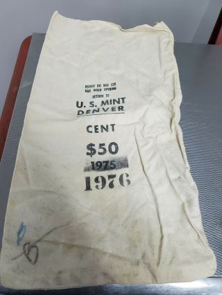 U.  S.  Denver Vintage $50 Cent 1975/76 Canvas Coin Bag/money Bag