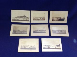 8 Antique 1880 China Seaport Miniature Cabinet Card Cdv Photographs Sailboats